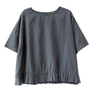Blue Dots Ruffled Hem Summer Oversized T-shirt