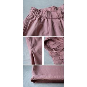 High Waist Pink Cotton Wide Leg Pants