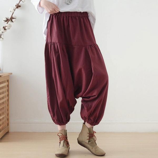 Casual Cotton Linen Solid Color Dark Red Black lazy day slouchy 90s baggy gypsy 