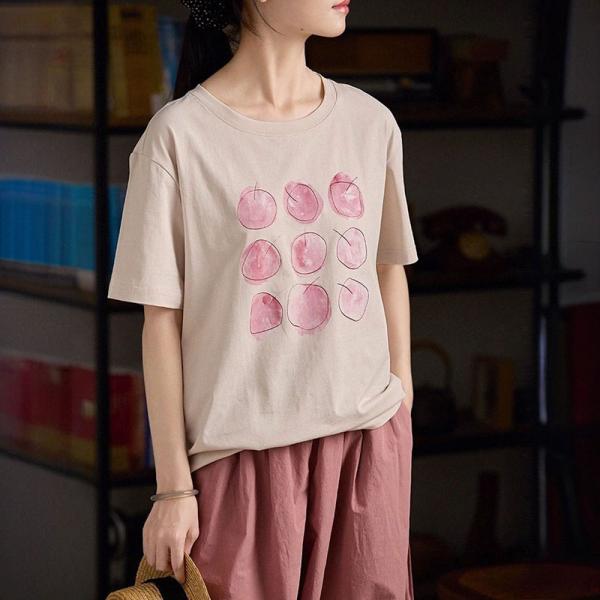 Casual 100% Cotton Short Sleeve Round Neck Printed Grapefruit Pink comfy lazy day slouchy 90s oversized
