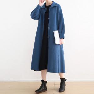 Polo Neck Wool Single-Breasted Coat