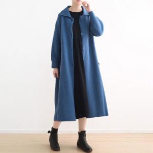 Polo Neck Wool Single-Breasted Coat