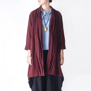 Casual Cozy Linen Pleated Midi Cardigan