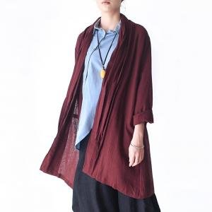 Casual Cozy Linen Pleated Midi Cardigan
