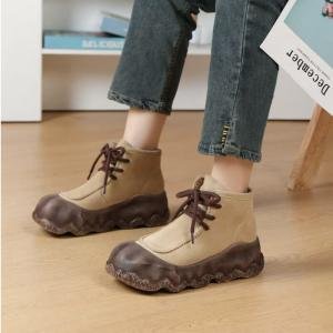 Suede Leather Fleeced Winter Wide Toe Boots