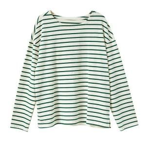 Autumn Long Sleeves Green Striped Sweatshirt