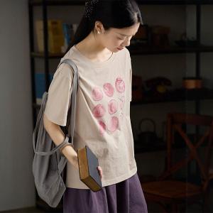 Pink Apples Patterned Cotton Summer T-shirt