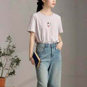 Dancing Girl Thistle Embroidered T-shirt