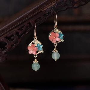 Colorful Flowers Beading Ethnic Earrings