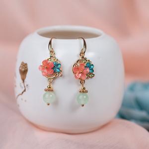 Colorful Flowers Beading Ethnic Earrings