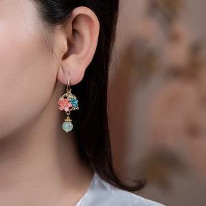 Colorful Flowers Beading Ethnic Earrings