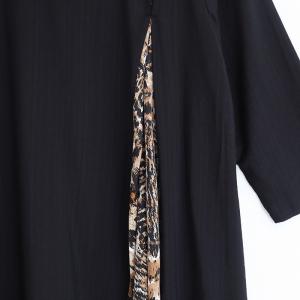 Leopard Slits Black Loose Shirt Dress