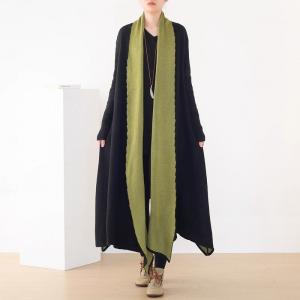 Green and Black Long Knitted Cardigan