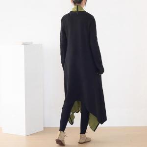 Green and Black Long Knitted Cardigan