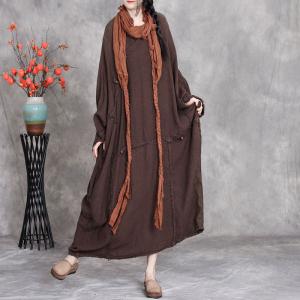 Muslim Style Plus Size Fringed Linen Caftan