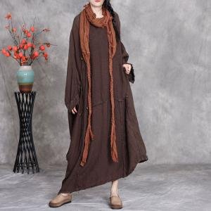 Muslim Style Plus Size Fringed Linen Caftan