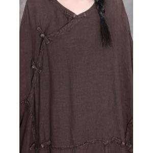 Muslim Style Plus Size Fringed Linen Caftan
