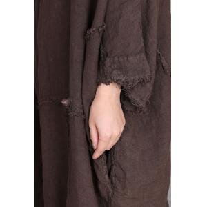 Muslim Style Plus Size Fringed Linen Caftan