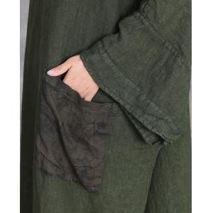 Front Pockets Hem Slit Linen Large Modest Dress
