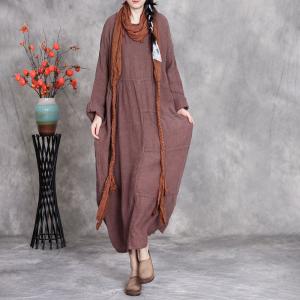 Rustic Chic Loose Linen Pankou Embroidered Dress