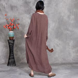 Rustic Chic Loose Linen Pankou Embroidered Dress