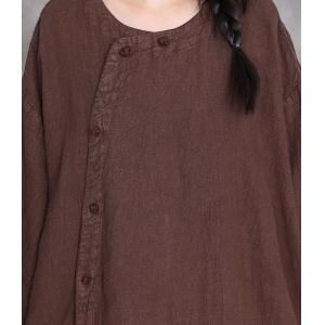 Front Slit Front Buttons Linen Large BouBou Dress