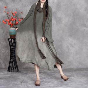 Fall Fashion Plus Size Linen Tie Dye Dress