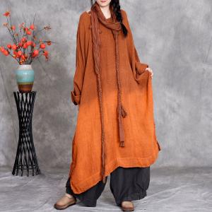 Fall Fashion Plus Size Linen Tie Dye Dress