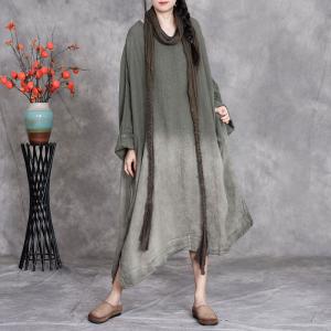 Fall Fashion Plus Size Linen Tie Dye Dress