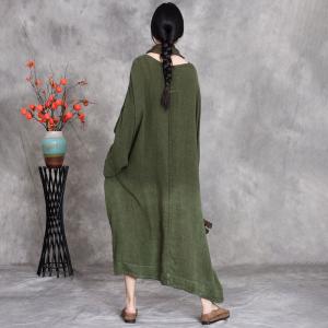 Fall Fashion Plus Size Linen Tie Dye Dress