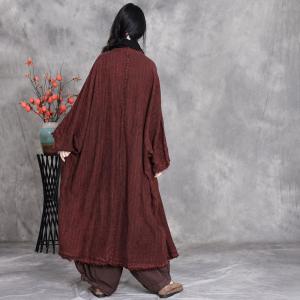 Chinese Frig Buttons Linen Caftan Cardigan