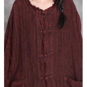 Chinese Frig Buttons Linen Caftan Cardigan