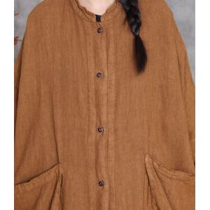Buttons Down Modest Large Linen Overcoat