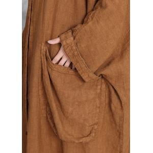 Buttons Down Modest Large Linen Overcoat