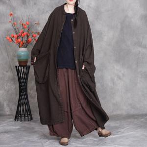 Buttons Down Modest Large Linen Overcoat