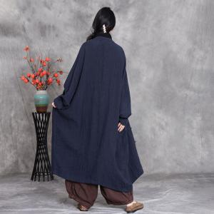 Church Style Plus Size Frog Buttons Linen Coat