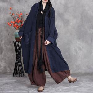 Church Style Plus Size Frog Buttons Linen Coat