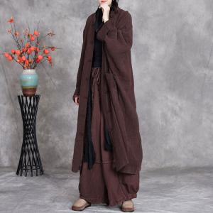 Church Style Plus Size Frog Buttons Linen Coat