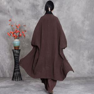 Church Style Plus Size Frog Buttons Linen Coat