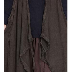 Fringed Edges Linen Tied Long Waistcoat