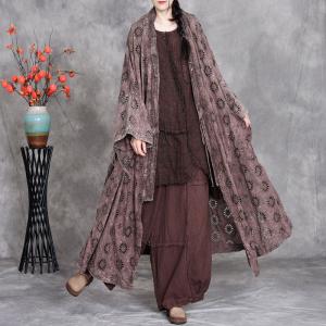 Hollow Out Cotton Plus Size Rustic Trench Coat
