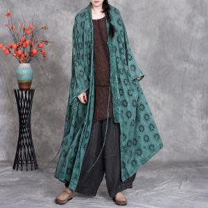 Hollow Out Cotton Plus Size Rustic Trench Coat