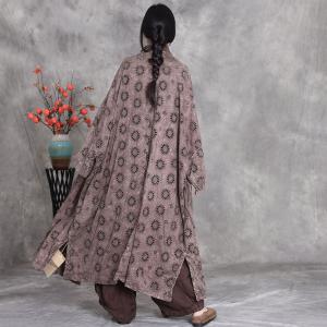 Hollow Out Cotton Plus Size Rustic Trench Coat