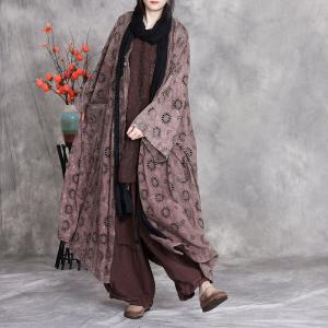 Hollow Out Cotton Plus Size Rustic Trench Coat