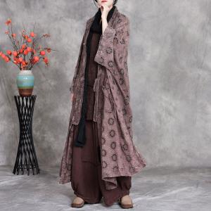 Hollow Out Cotton Plus Size Rustic Trench Coat