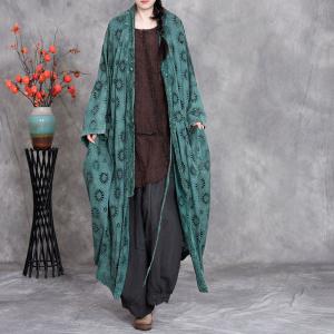 Hollow Out Cotton Plus Size Rustic Trench Coat