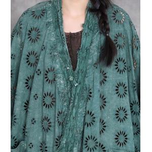 Hollow Out Cotton Plus Size Rustic Trench Coat