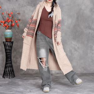 Mid-Length Knit Hooded Cardigan