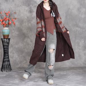 Mid-Length Knit Hooded Cardigan