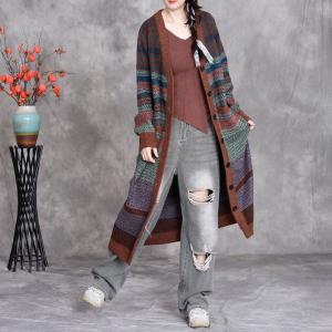 Colorful Chunky Striped Winter Cardigan